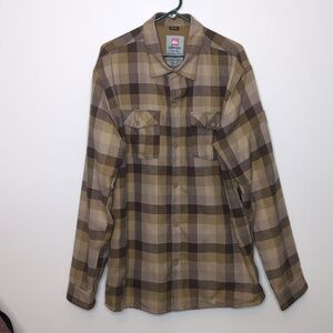 New Quiksilver Utility Men's Lined Tan multicolored Plaid Flannel Jacket Shacket